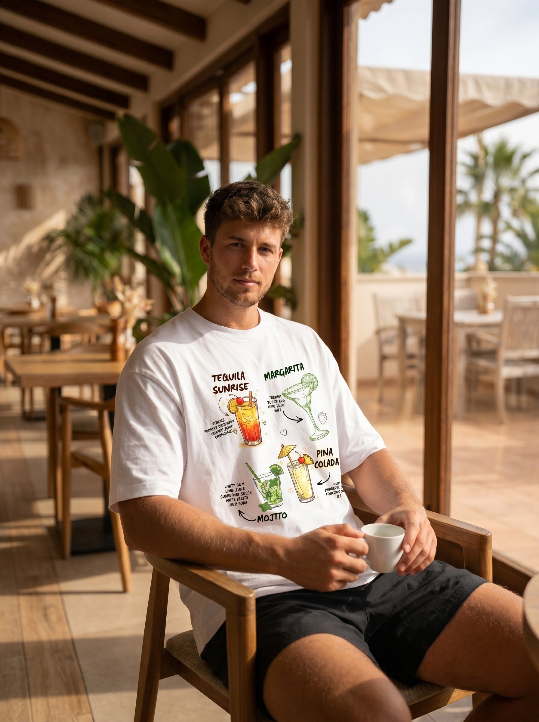 Summer Cocktail - White Oversized T-Shirt