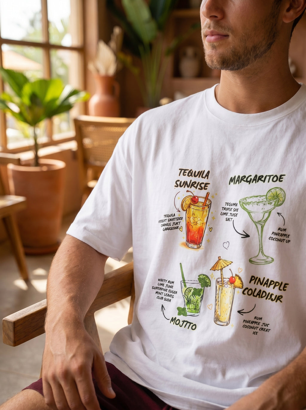 Summer Cocktail - White Oversized T-Shirt