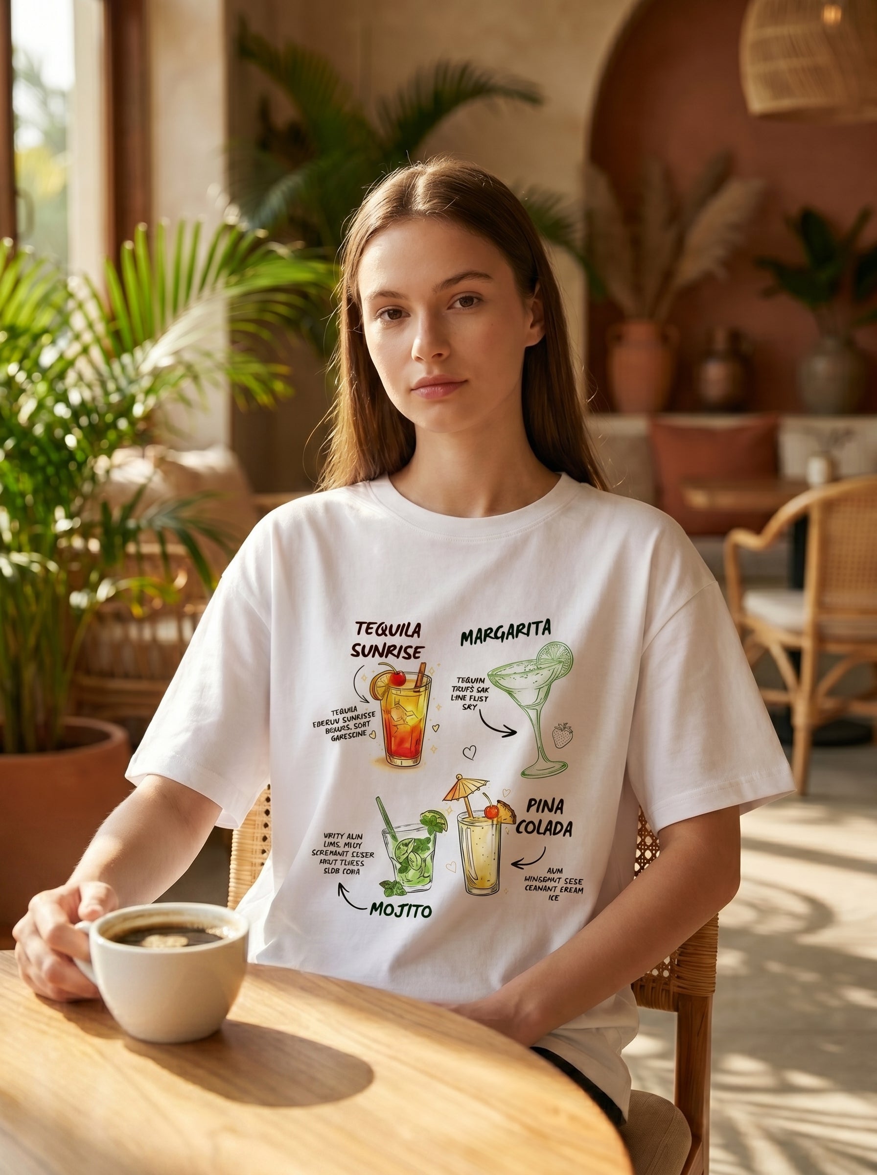 Summer Cocktail - White Oversized T-Shirt