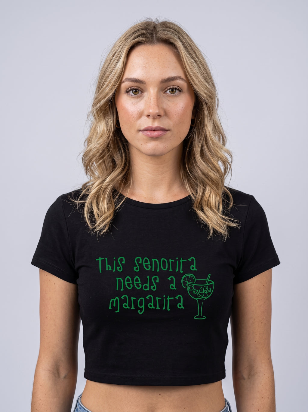 Senorita Needs a Margarita – Black Baby Tee