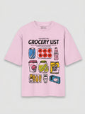 Grocery List - Oversized Graphic Baby Pink T-Shirt