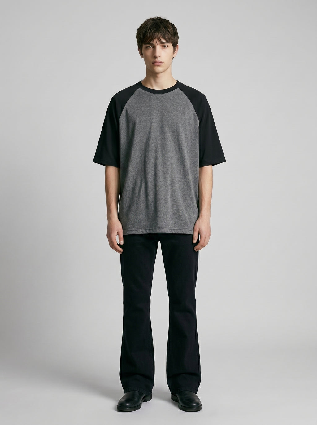 Oversized Raglan T-Shirt – Unisex Black Charcoal Melange
