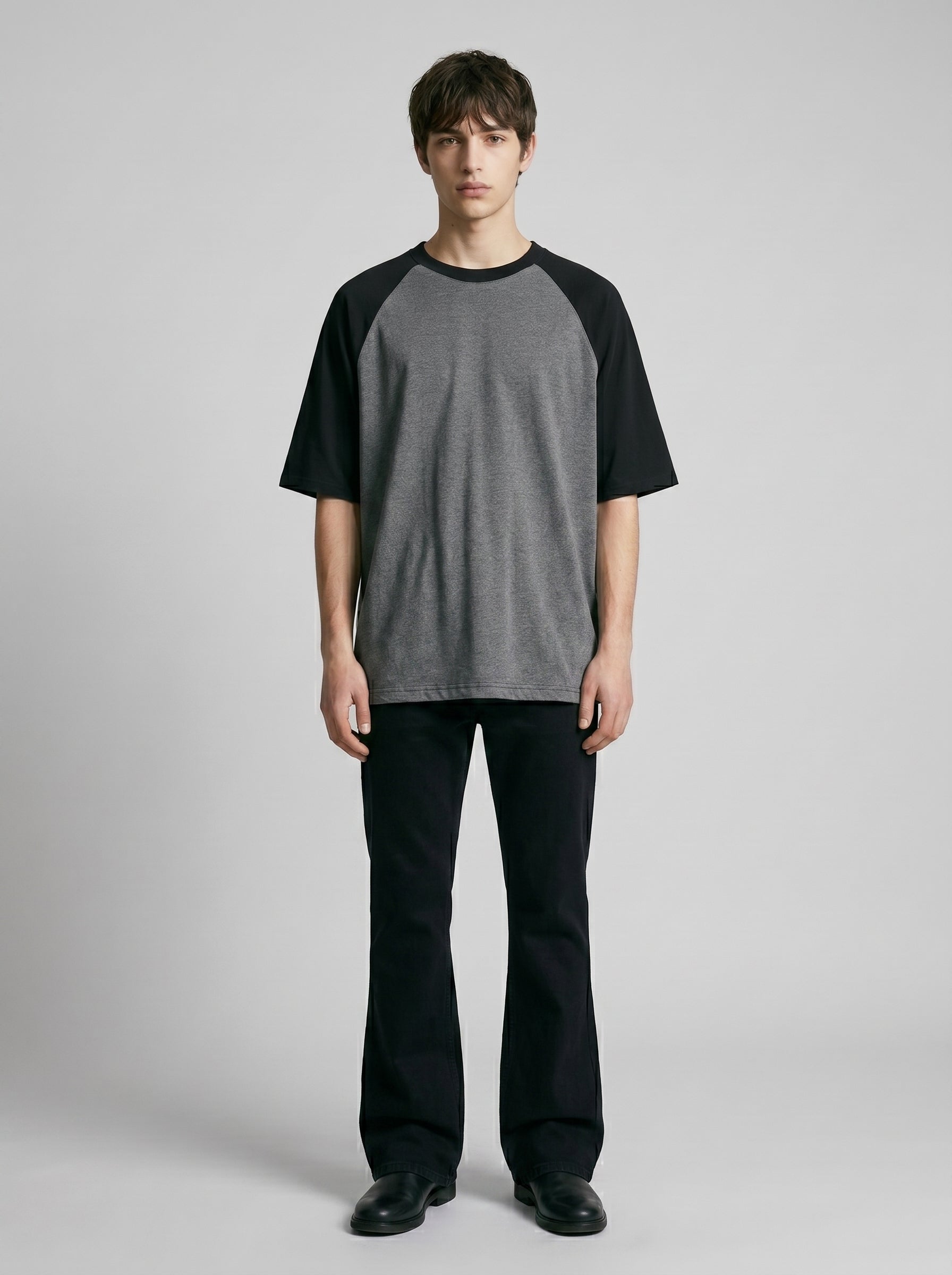 Oversized Raglan T-Shirt – Unisex Black Charcoal Melange