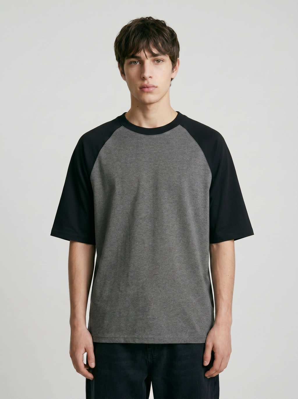 Oversized Raglan T-Shirt – Unisex Black Charcoal Melange