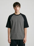 Unisex Oversized Raglan T-Shirt – Black Sleeve / Charcoal Melange Body