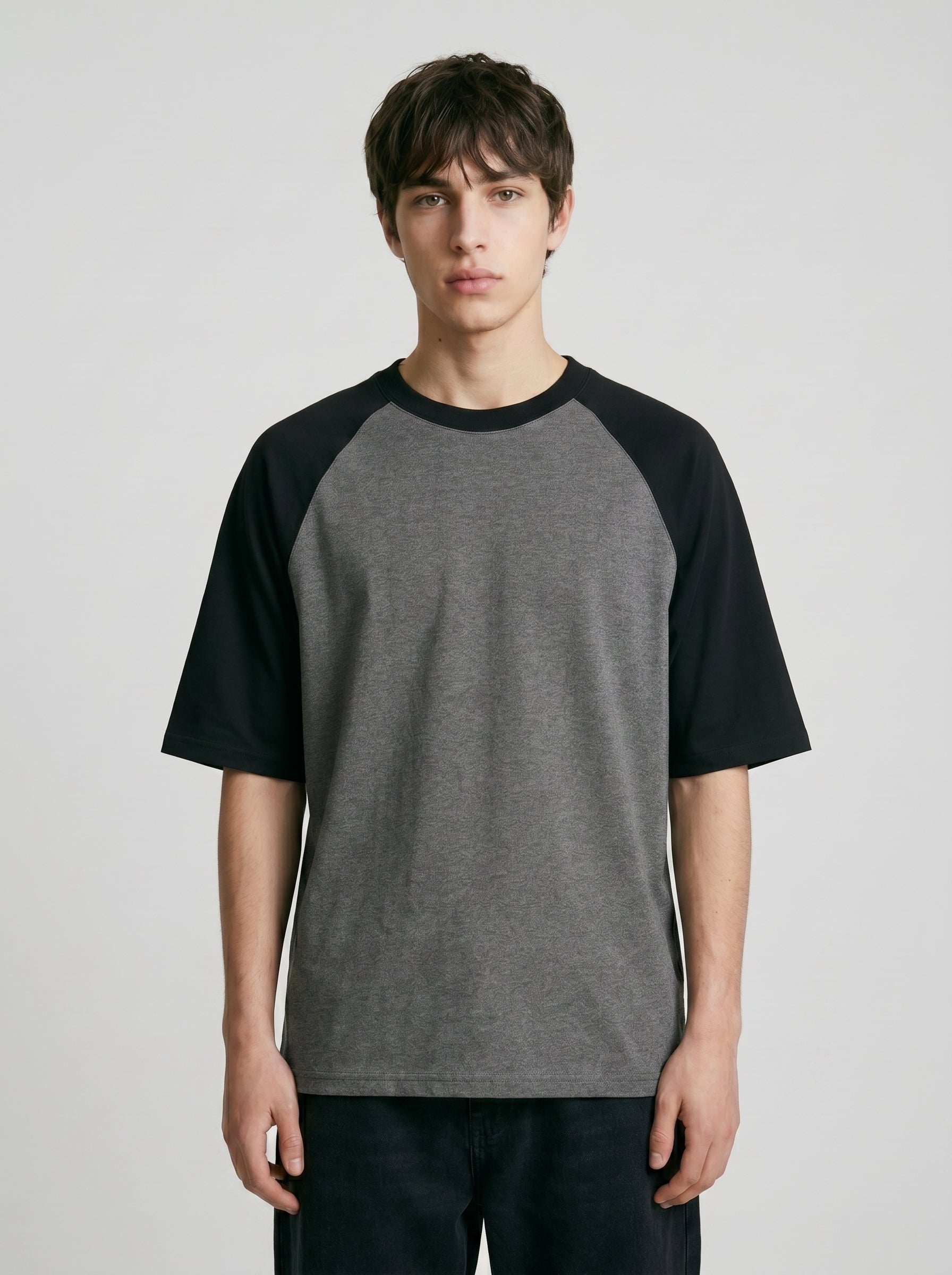 Oversized Raglan T-Shirt – Unisex Black Charcoal Melange