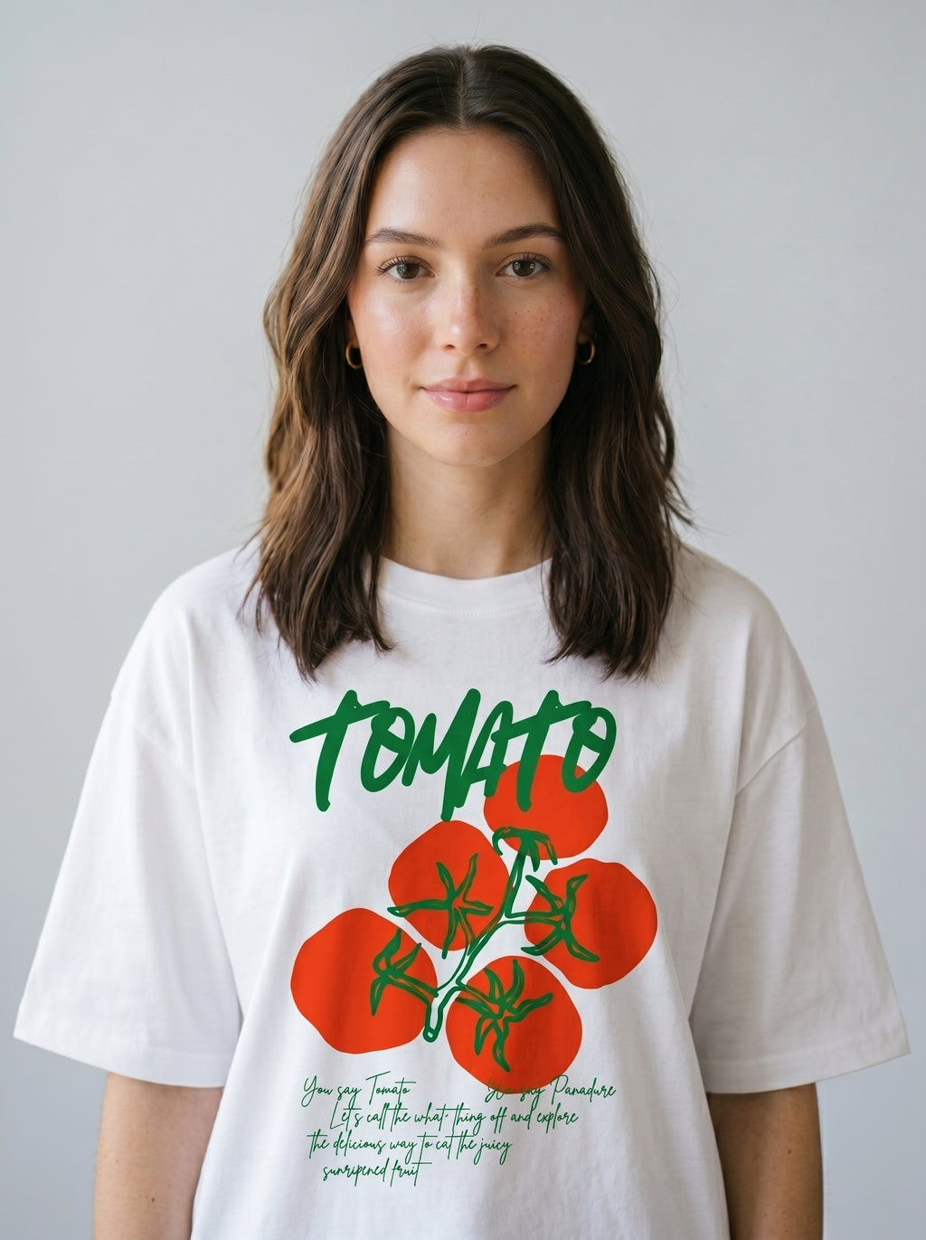 Tomato- White Oversized T‑Shirt