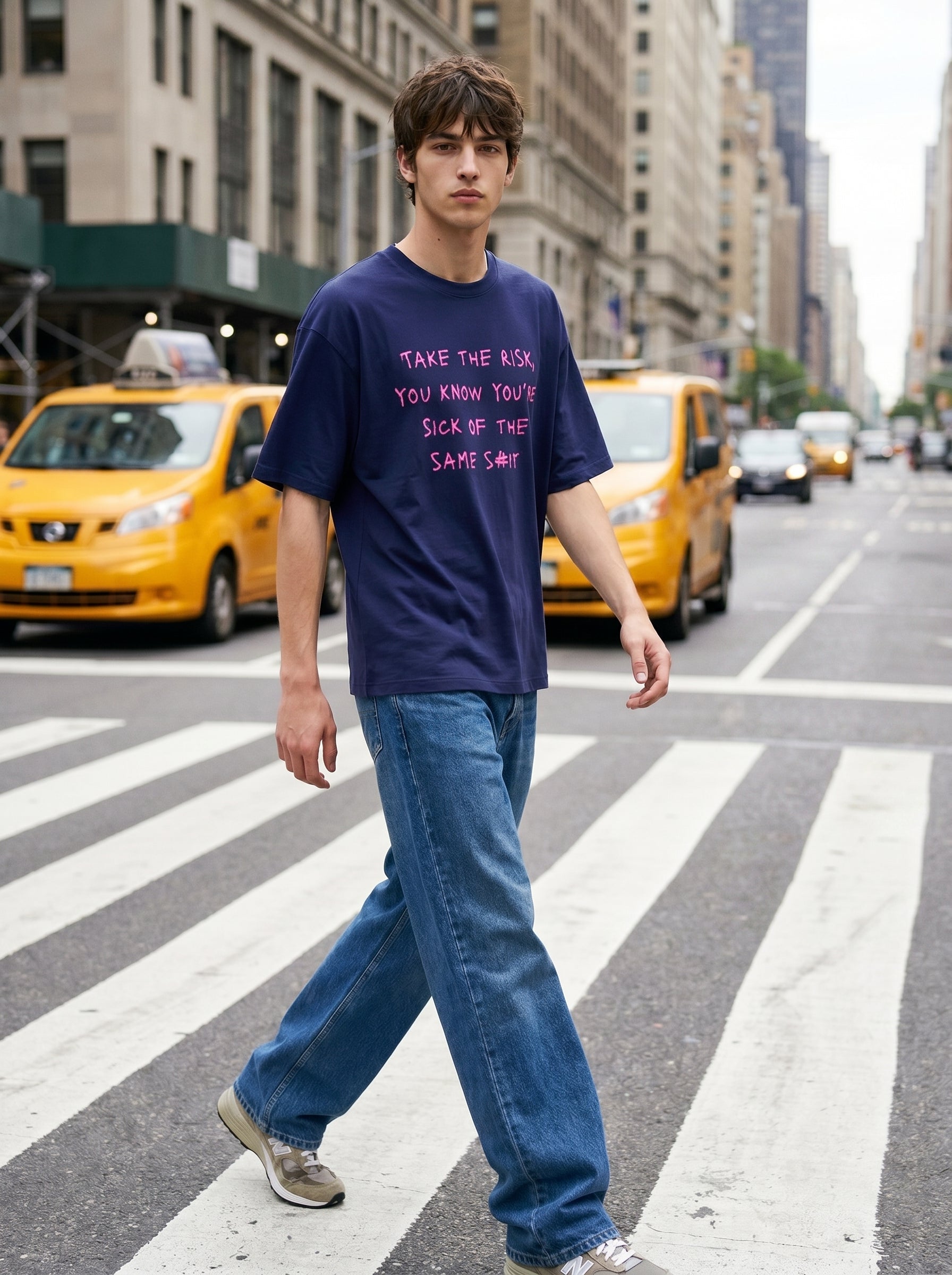 Take The Risk- Royal Blue Oversized T‑Shirt