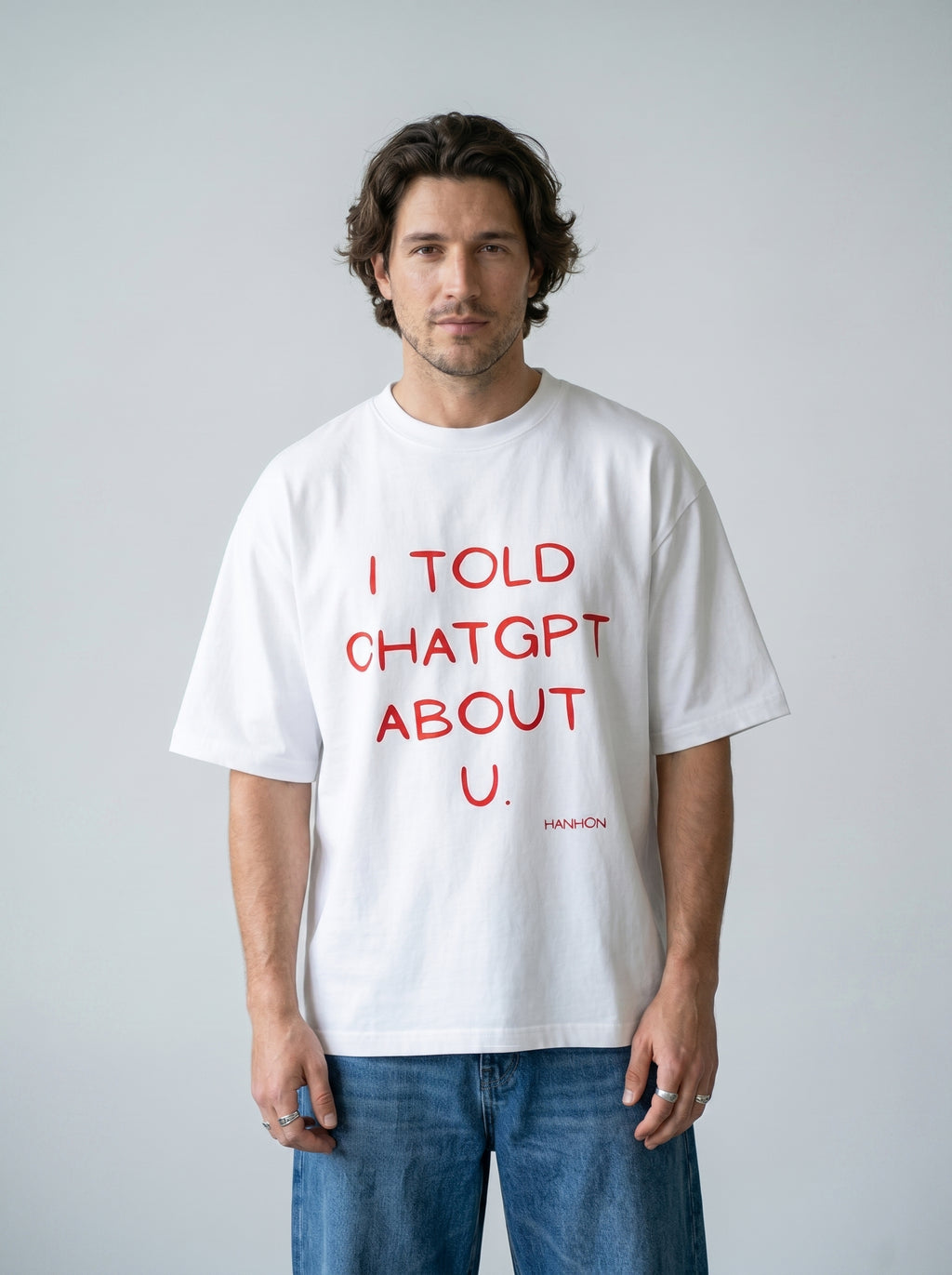 I Told ChatGPT About U. – White Oversized T-Shirt