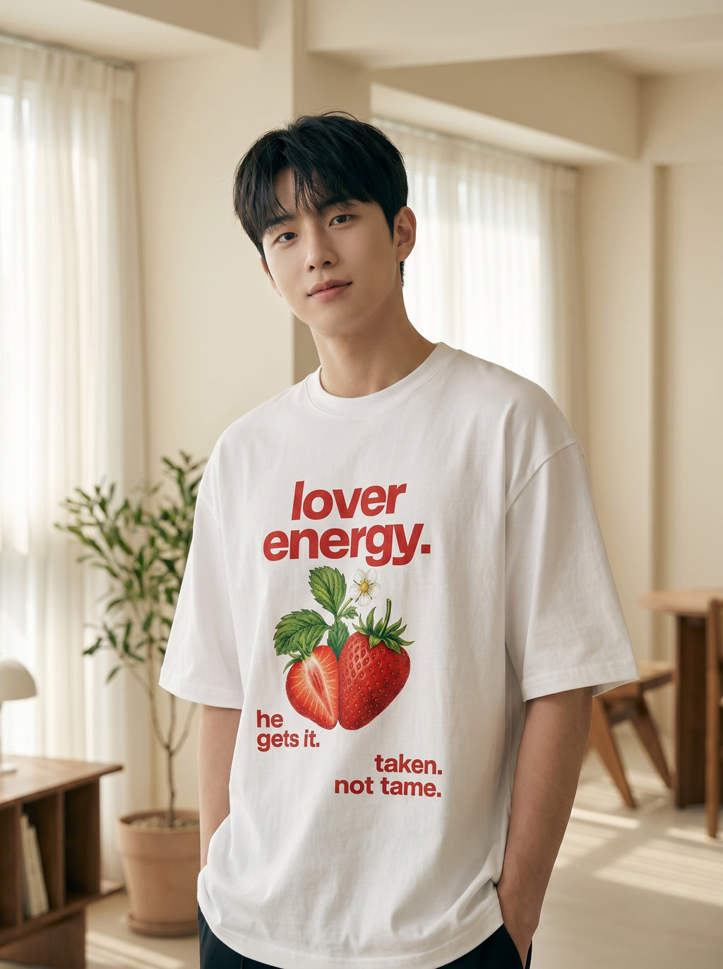 Lover Energy - White Oversized T-Shirt