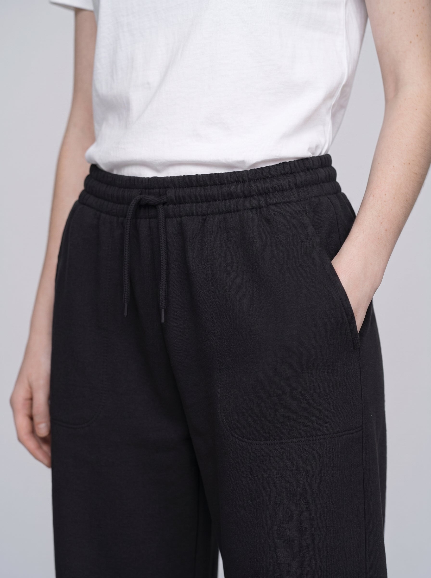 Unisex Black Terry Sweatpants - Relaxed Fit