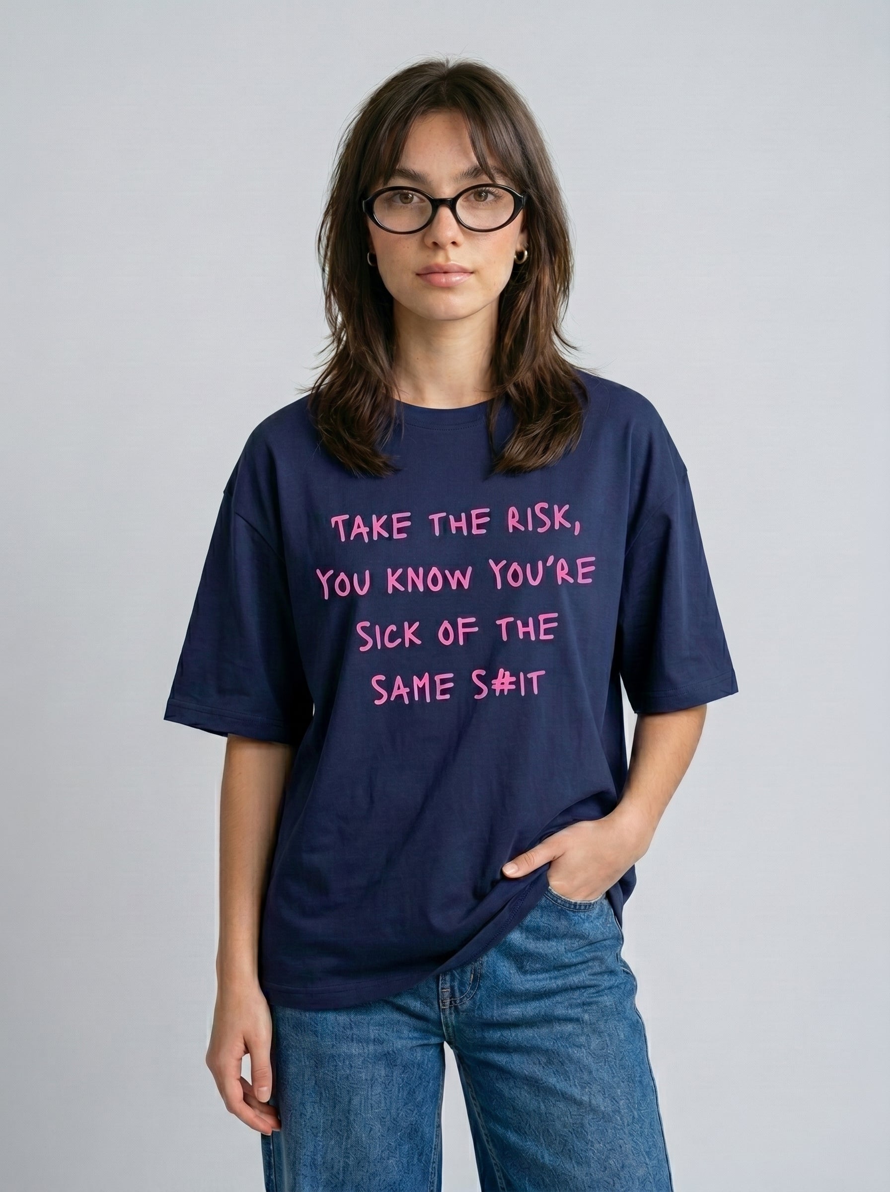 Take The Risk- Royal Blue Oversized T‑Shirt